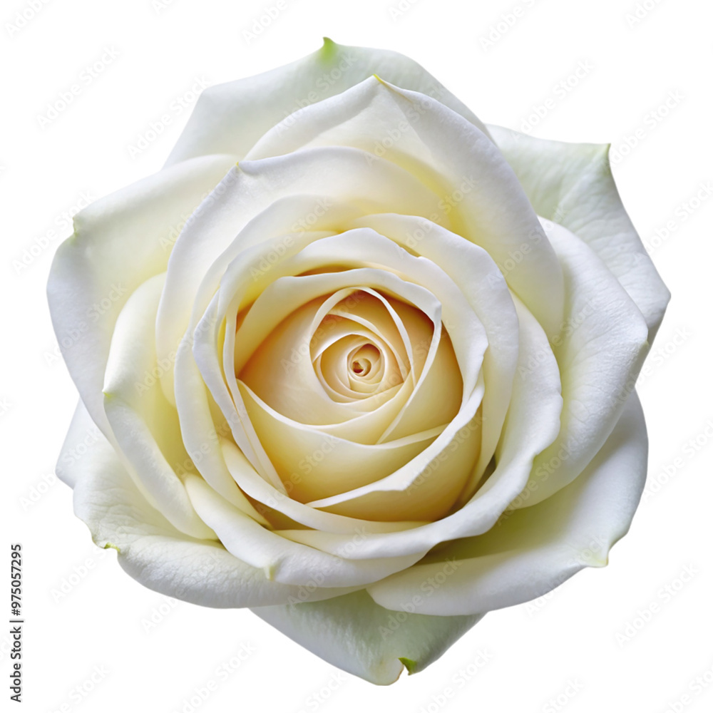 Single white rose isolated top view Isolated On Transparent Background Single white rose isolated top view Isolated On Transparent Background