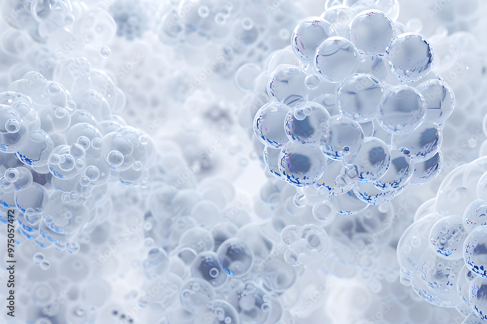 3d image of abstract scientific white proteins on a white background. Concept template of scientific research, microcosm, molecules, molecular binding 3d image of abstract scientific white proteins on a white background. Concept template of scientific research, microcosm, molecules, molecular binding