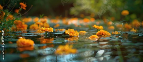 Marigold Flowers Are Wading