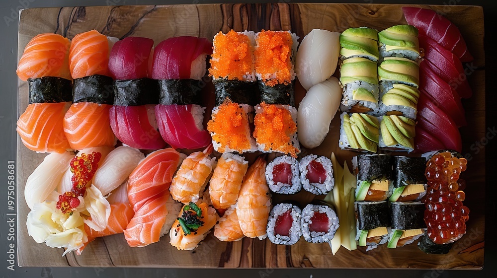 Sushi board food set, traditional food Sushi board food set, traditional food
