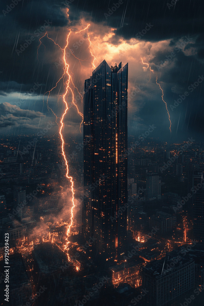 Fototapeta premium lightning over city