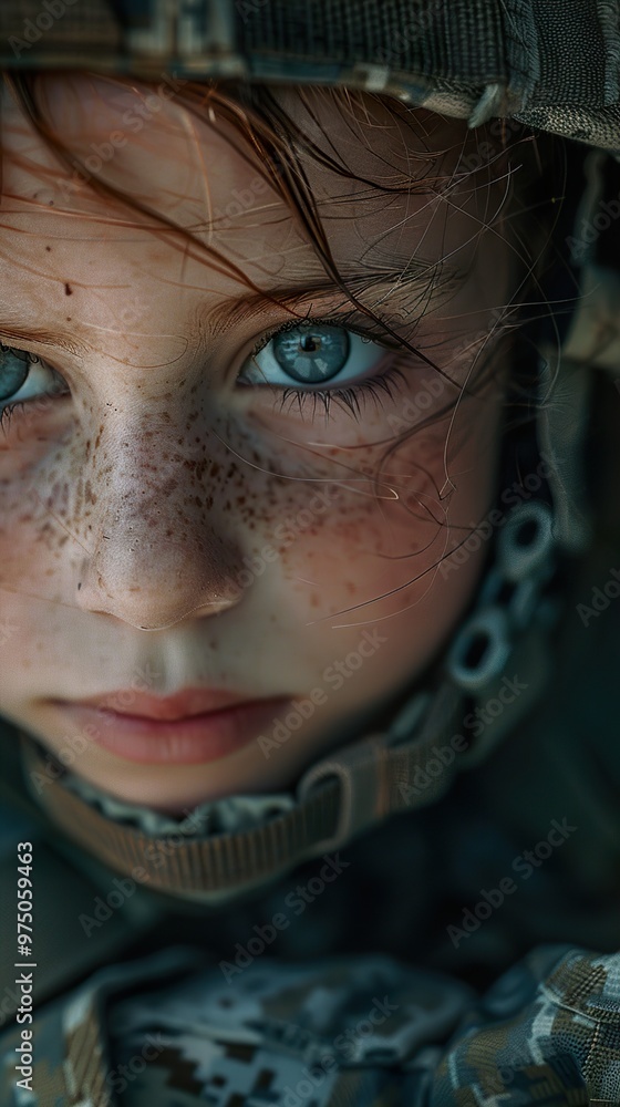 Close Up Portrait of a Young Girl in Camouflage Close Up Portrait of a Young Girl in Camouflage