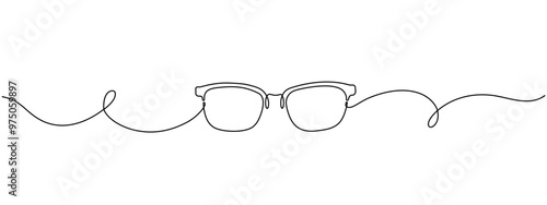 Glasses one continuous line. Eyeglasses icon minimalist line. Vector editable illustration