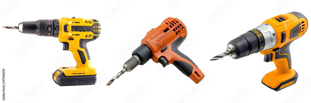 Professional Handheld Drill Tool Cutout on Transparent Background Professional Handheld Drill Tool Cutout on Transparent Background