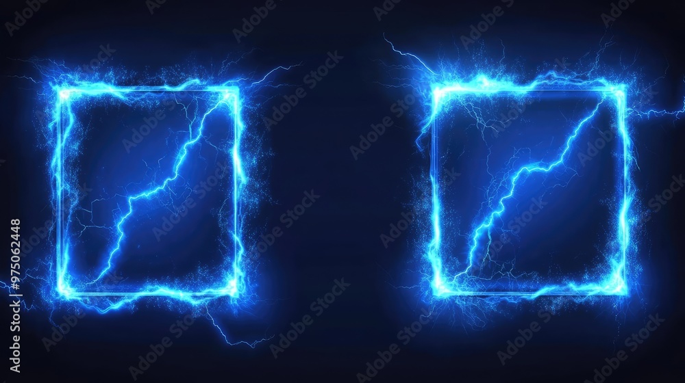 Lightning Frames with Thunderbolt Effect. AI generated illustration. Lightning Frames with Thunderbolt Effect. AI generated illustration.