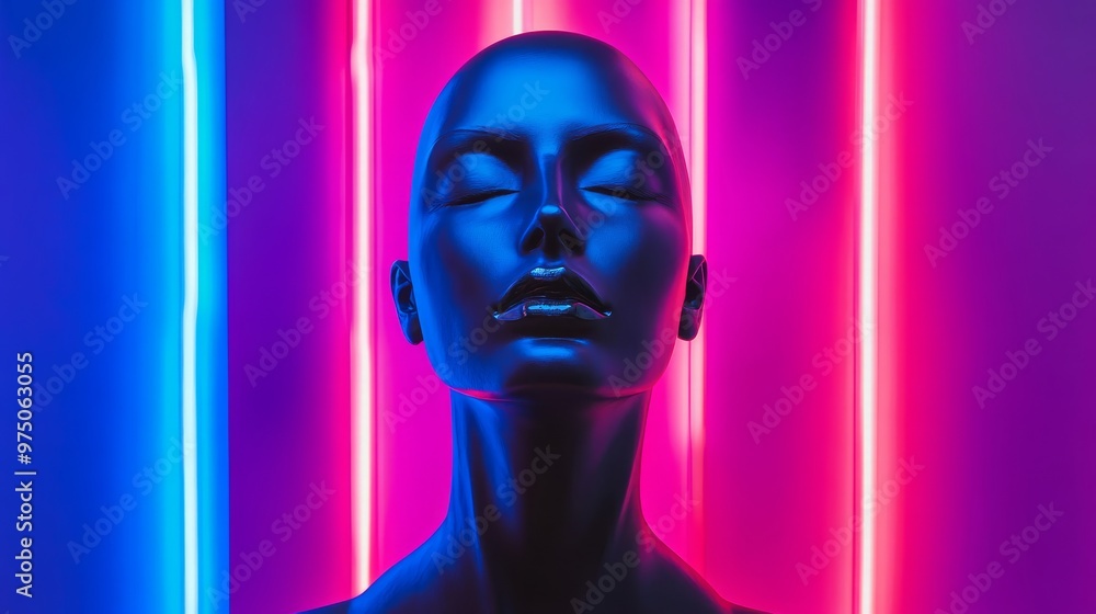 Futuristic mannequin with neon lights Futuristic mannequin with neon lights