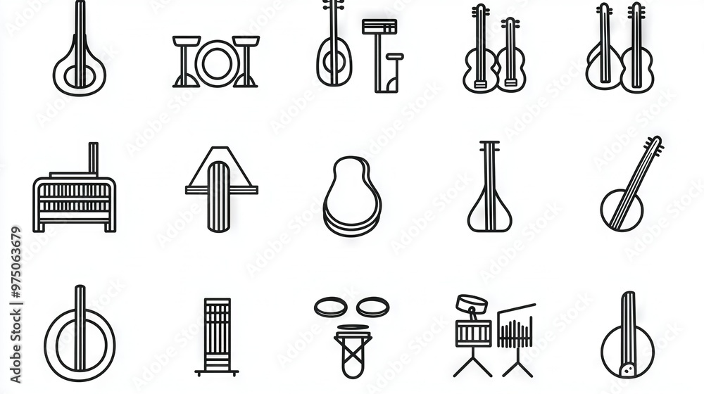 A collection of musical tools, comprising a guitar, a violin, a recorder, and various additional instruments A collection of musical tools, comprising a guitar, a violin, a recorder, and various additional instruments
