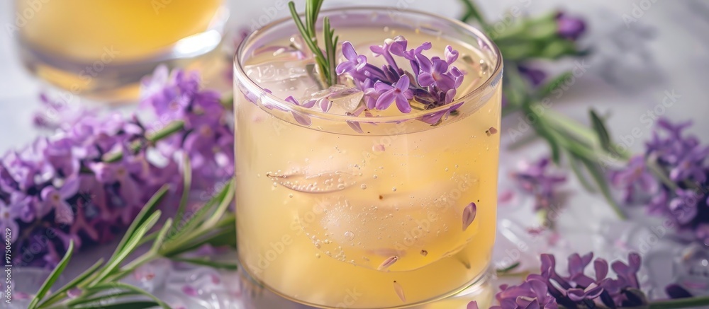 Limequat And Lilac Lemonade Flavored With Rosemary In A Glass Limequat And Lilac Lemonade Flavored With Rosemary In A Glass