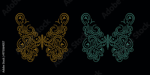 Necklace Butterfly Rhinestone Design. A butterfly is an Attractive Object for Jewelry Design which Enhances the Beauty of the Design.