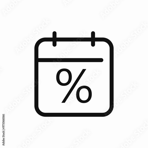 calendar percent icon sign vector