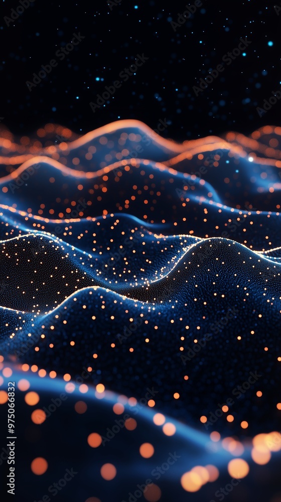Abstract Glowing Dotted Waves with Dark Background Abstract Glowing Dotted Waves with Dark Background