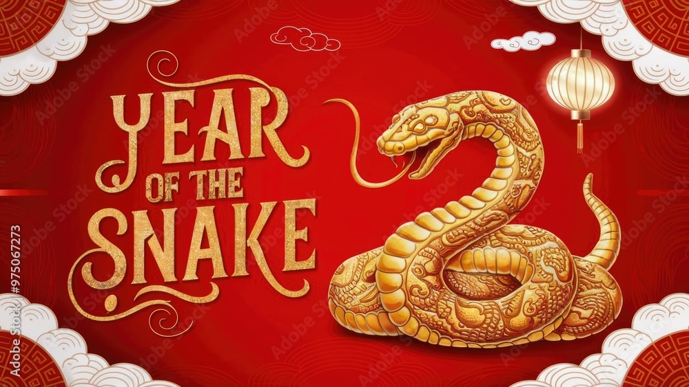 Golden snake illustration for the Year of the Snake