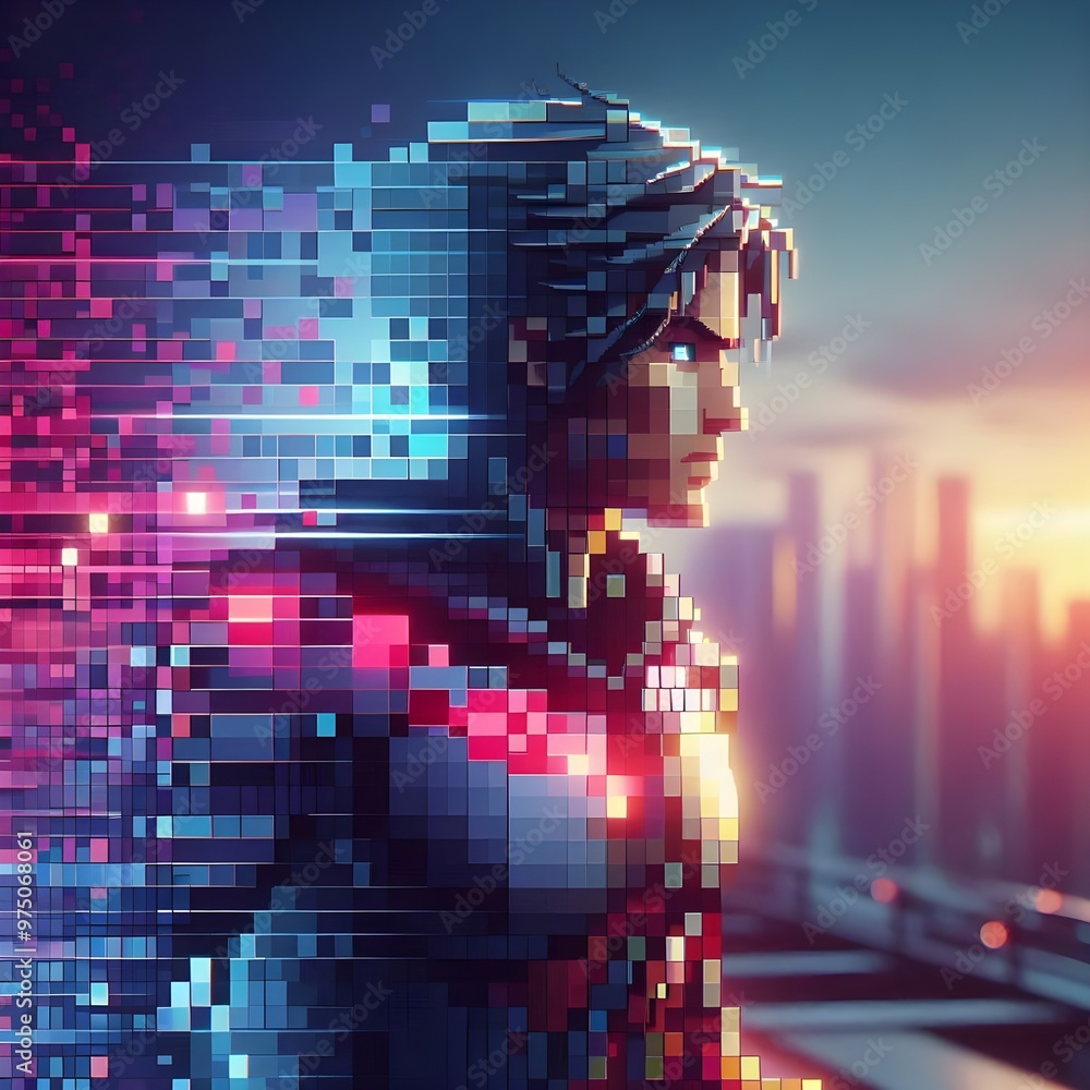 Obraz premium A pixel transition effect 