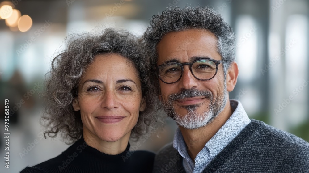 An older couple poses together, radiating warmth and affection as they smile at the camera, their expressions showcasing a lifetime of shared happiness and love. An older couple poses together, radiating warmth and affection as they smile at the camera, their expressions showcasing a lifetime of shared happiness and love.
