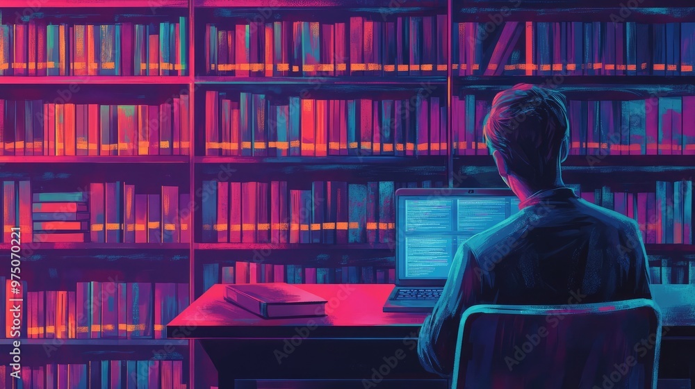 Modern Online Libraries and Internet Education Platforms. AI generated illustration Modern Online Libraries and Internet Education Platforms. AI generated illustration