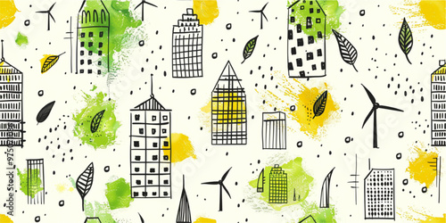Seamless pattern in eco style for advertising, textile, packaging. Tile, ornament. Eco-thematic