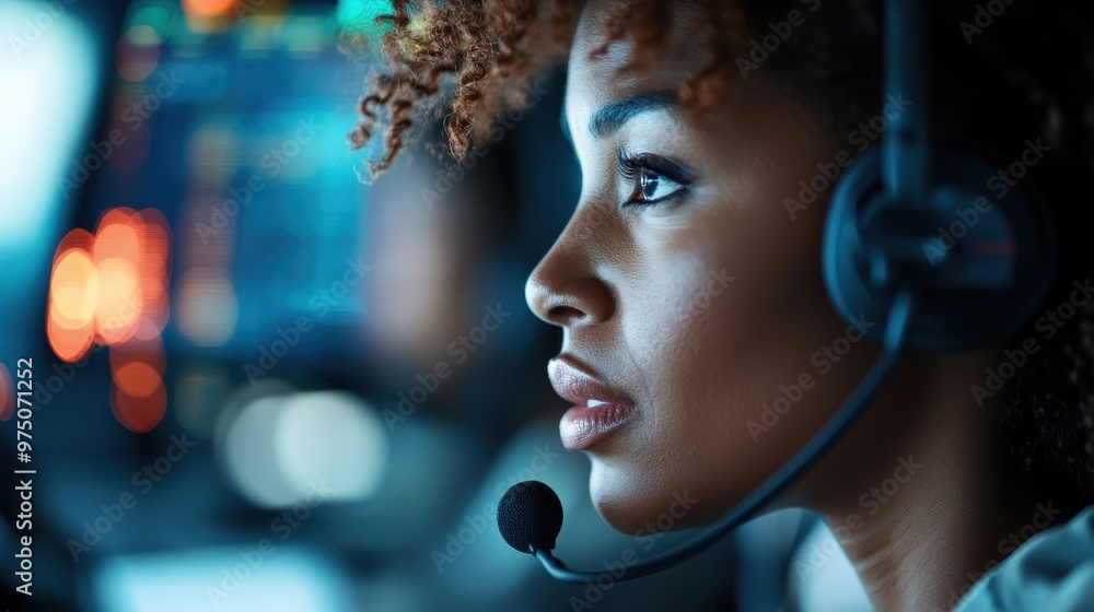 A detailed close-up shot of a person's curly hair and headset, with colorful screens in the background, emphasizing a tech-focused environment and attention to detail. A detailed close-up shot of a person's curly hair and headset, with colorful screens in the background, emphasizing a tech-focused environment and attention to detail.