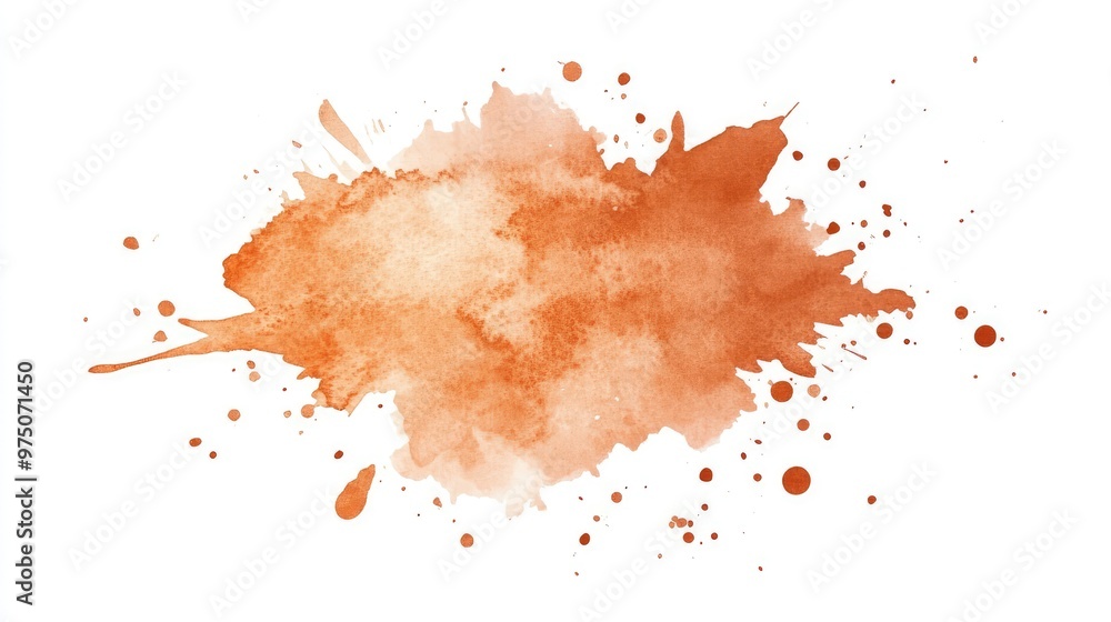 Peach Watercolor Splash on White Background. AI generated illustration Peach Watercolor Splash on White Background. AI generated illustration