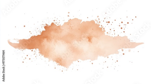 Peach Watercolor Splash on White Background. AI generated illustration photo