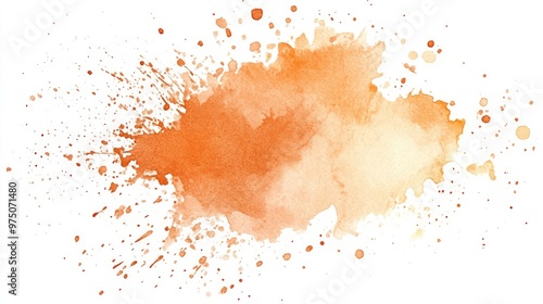 Peach Watercolor Splash on White Background. AI generated illustration photo