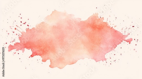 Peach Watercolor Splash on White Background. AI generated illustration photo