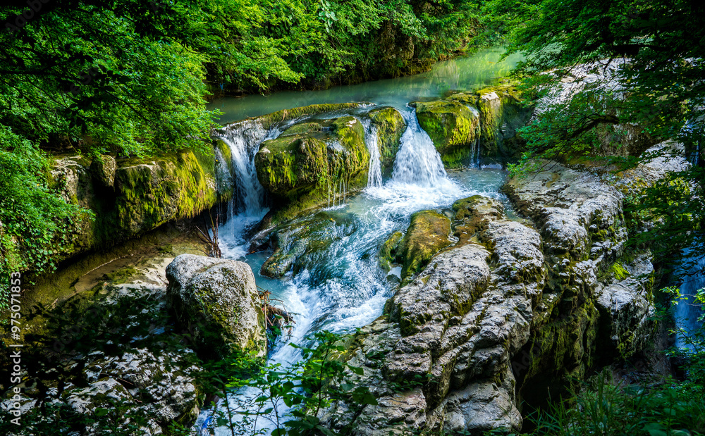 Obraz premium Martvili canyon in Georgia. Beautiful natural canyon with view of the mountain river