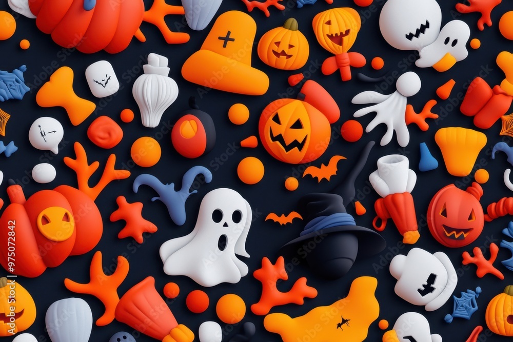 Spooky Halloween Seamless Pattern with Eerie Icons for Captivating Background Design Spooky Halloween Seamless Pattern with Eerie Icons for Captivating Background Design