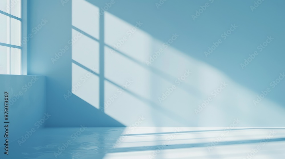 Soft rays of sunlight casting geometric shadows on the plain white walls of an empty room, creating a serene and calming ambiance. Soft rays of sunlight casting geometric shadows on the plain white walls of an empty room, creating a serene and calming ambiance.