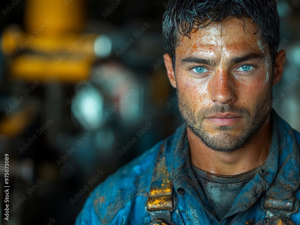 A rugged mechanic, with sweat-soaked clothes and intense eyes, embodies hard work and dedication in a gritty workshop, surrounded by automotive tools and equipment. A rugged mechanic, with sweat-soaked clothes and intense eyes, embodies hard work and dedication in a gritty workshop, surrounded by automotive tools and equipment.
