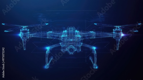 Quadcopter Blueprint Wireframe. AI generated illustration photo