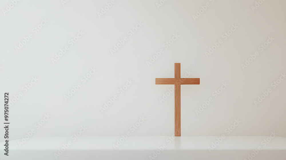 Crucifix on a White Table | Symbol of Faith and Spiritual Reflection in a Minimalist Setting Crucifix on a White Table | Symbol of Faith and Spiritual Reflection in a Minimalist Setting