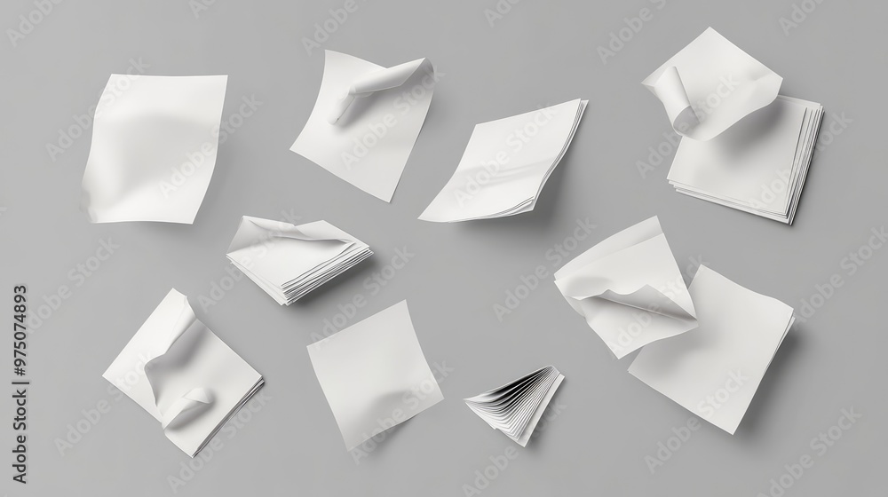 White Paper Sheets Falling Down. AI generated illustration White Paper Sheets Falling Down. AI generated illustration
