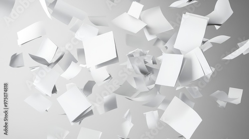 White Paper Sheets Falling Down. AI generated illustration photo