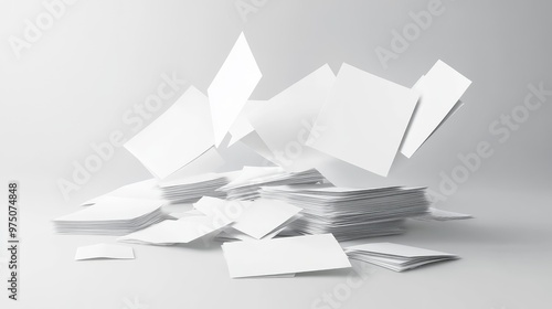 White Paper Sheets Falling Down. AI generated illustration photo