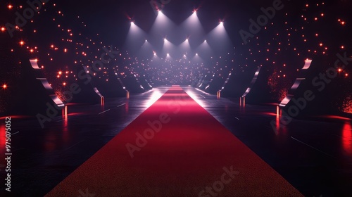 Red Carpet Entrance Design. AI generated illustration photo