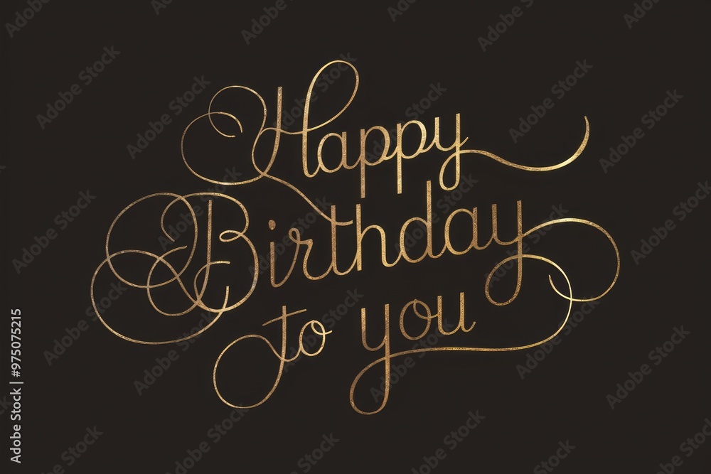 Golden script Happy Birthday to you on transparent background. Golden script Happy Birthday to you on transparent background.
