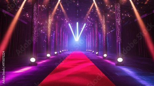 Red Carpet Entrance Design. AI generated illustration photo