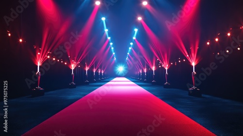 Red Carpet Entrance Design. AI generated illustration photo