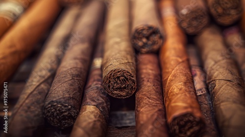 Wallpaper Mural A close-up of neatly arranged, rolled cigars evokes a rich, textured display of craftsmanship and tradition. Torontodigital.ca