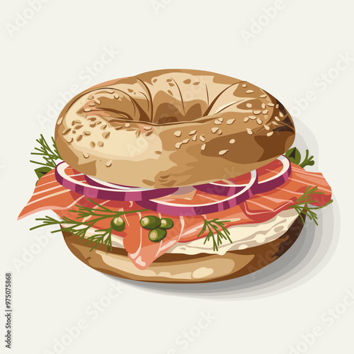 Gourmet Bagel with Smoked Salmon and Cream Cheese