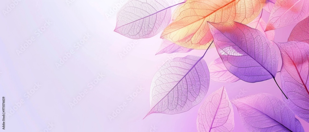 This is a stunning and beautiful arrangement of lovely pastel leaves set against a gentle soft gradient background This is a stunning and beautiful arrangement of lovely pastel leaves set against a gentle soft gradient background