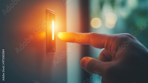 Saving Electricity by Turning Off the Light. AI generated illustration. photo