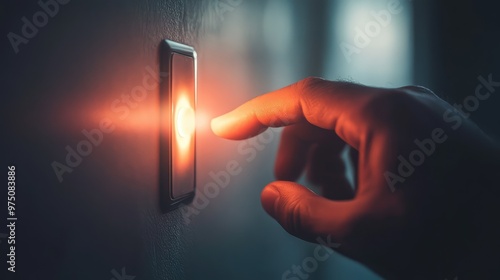 Saving Electricity by Turning Off the Light. AI generated illustration. photo