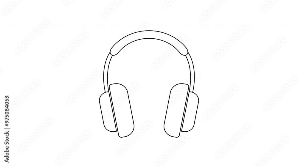 Headphones on a white background, linear animation. 4K Video motion graphic Headphones on a white background, linear animation. 4K Video motion graphic