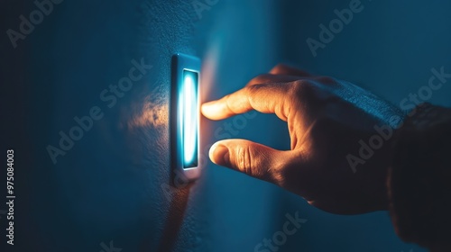 Saving Electricity by Turning Off the Light. AI generated illustration. photo