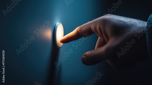 Saving Electricity by Turning Off the Light. AI generated illustration. photo