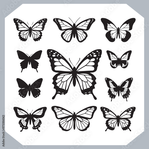 Photography Butterfly silhouette icon, Silhouettes of butterflies