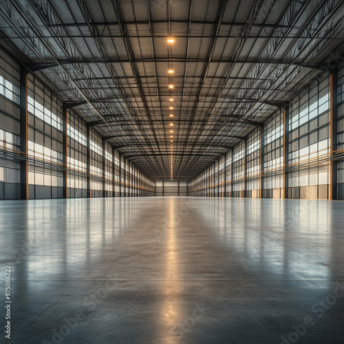 Wallpaper Mural Spacious and Ready: Large Empty Warehouse with Concrete Floors Torontodigital.ca