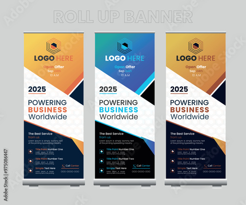 Roll-up business display stand for presentations