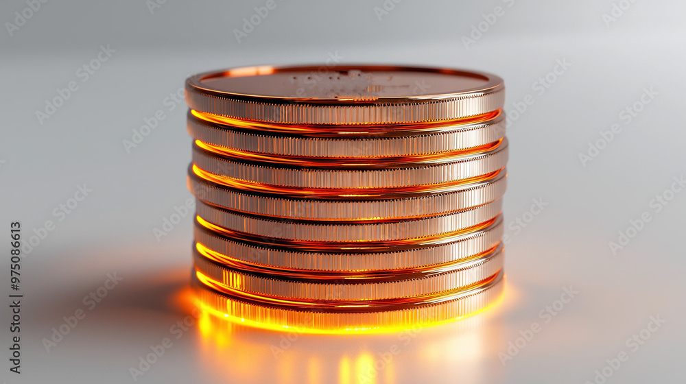 Stack of Gold Bitcoins with Bitcoin Symbol on Top Stack of Gold Bitcoins with Bitcoin Symbol on Top